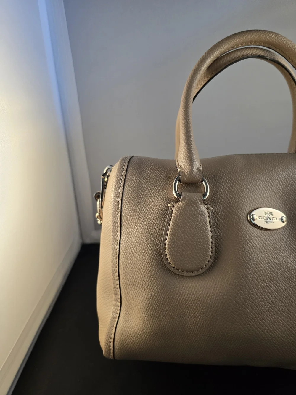 Coach Pebble Leather Satchel Bag in Beige